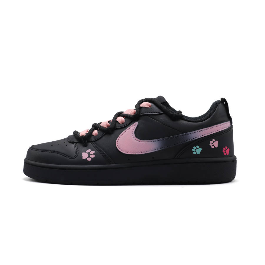 Nike Nike Court Borough Marie Cat Leather Slip Resistant Abrasion Resistant Low top Kids' Skateboarding Shoes Black Pink