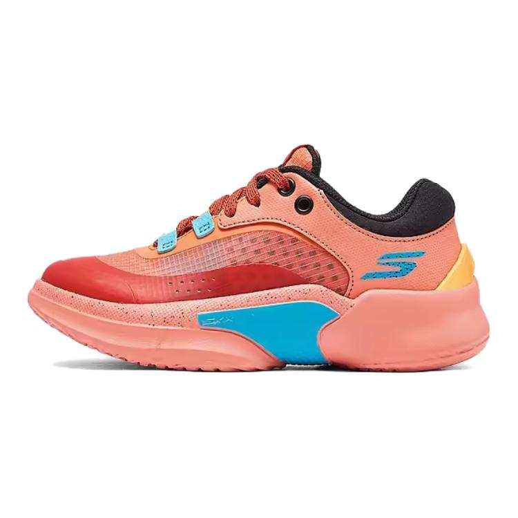 Skechers Kids Skx Court Hype Slip Resistant Abrasion Resistant Low top Children's Basketball Shoes Orange Red Kids'