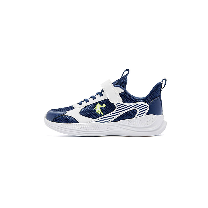 QIAODAN Synthetic Leather, Textile Low top Running Shoes Satin Blue/Jordan White Teenagers