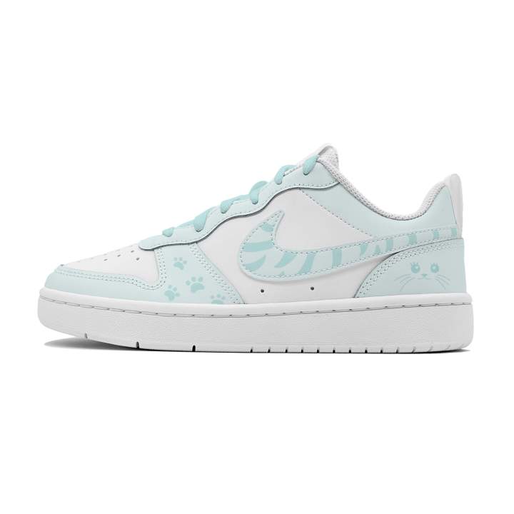 Nike Nike Leather Slip Resistant Cushioning Low top Kids' Skateboarding Shoes Light Blue Teenagers