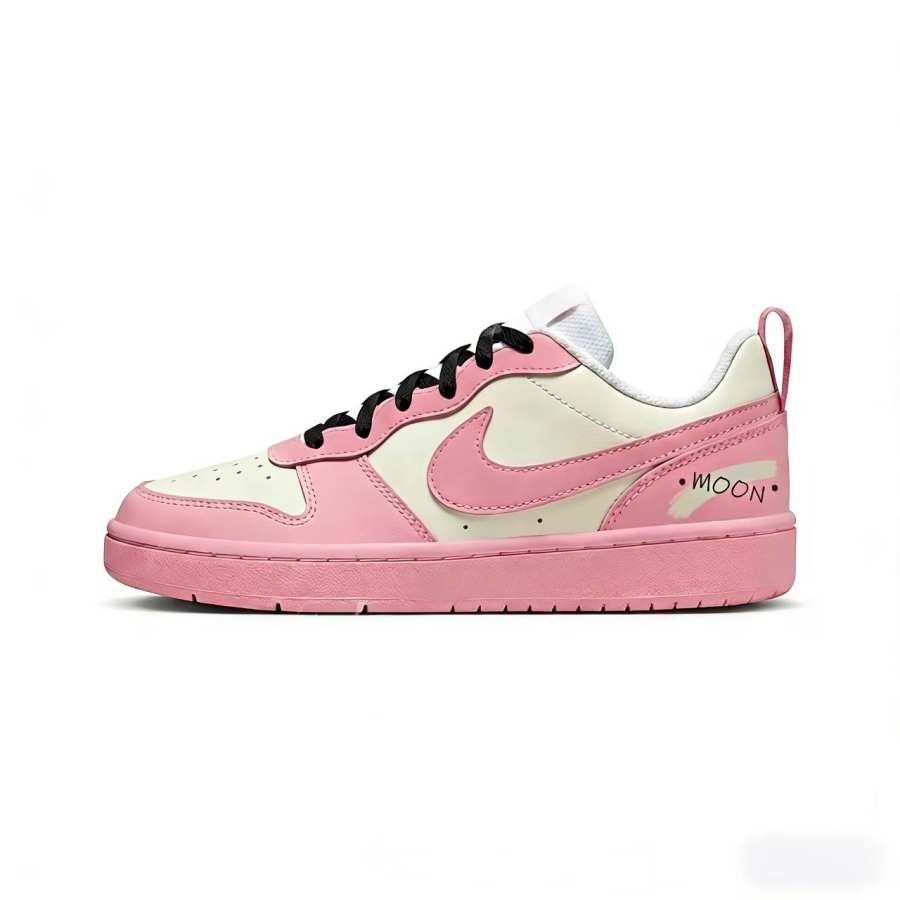 Nike Nike Court Borough 2 Pink Moon Reverie Leather Slip Resistant Balance Low top Kids' Skateboarding Shoes Beige Pink