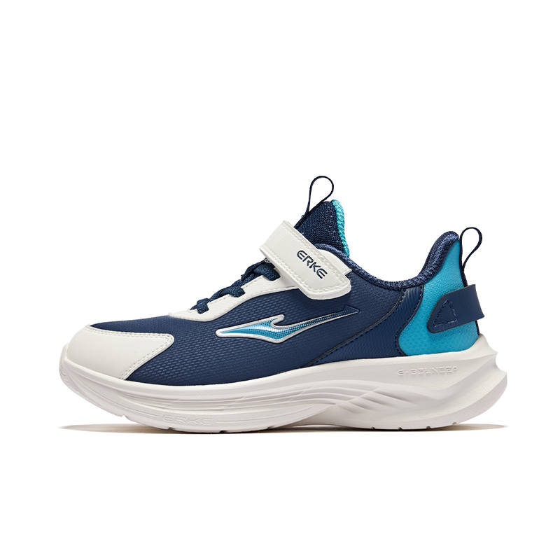 ERKE KIDS Synthetic Leather Slip Resistant Abrasion Resistant Low top Kids' Running Shoes Dark Blue White Kids'