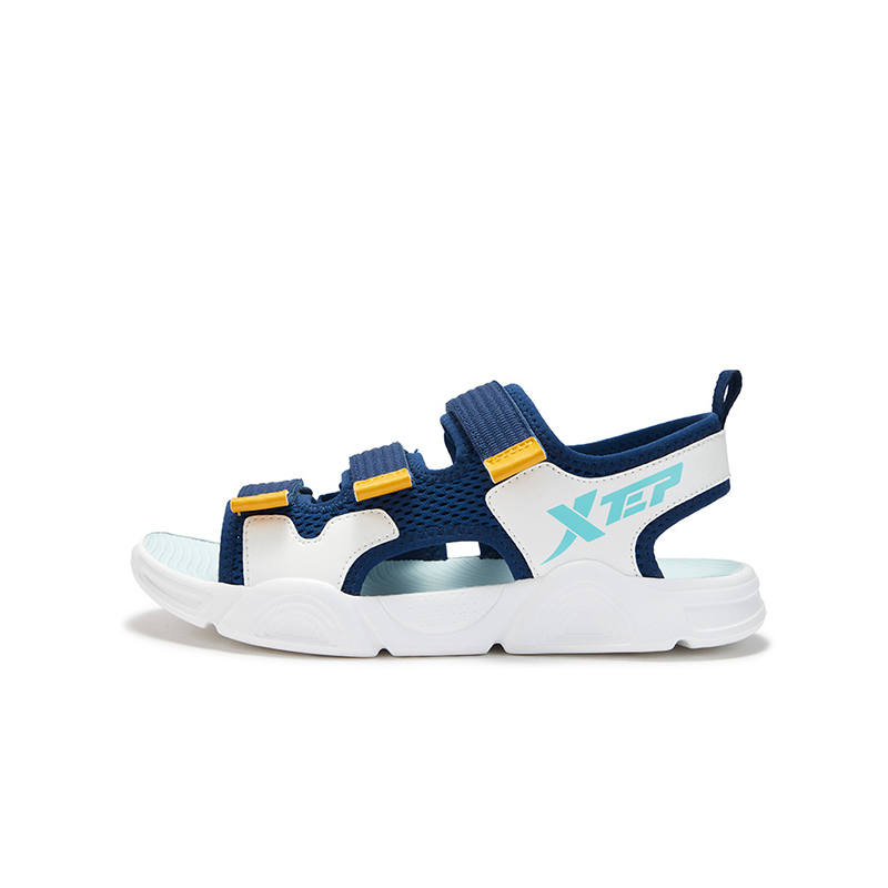XTEP Textile, Synthetic Leather Slip Resistant Abrasion Resistant Low top Sandal Night Blue Classic White Kids'