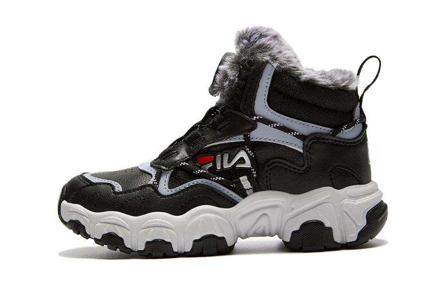 FILA KIDS Fluid Boots Fleece Lined Thermal Comfortable Elegance Anti Kick Cushioning Mid top Kids Lifestyle Shoes Black