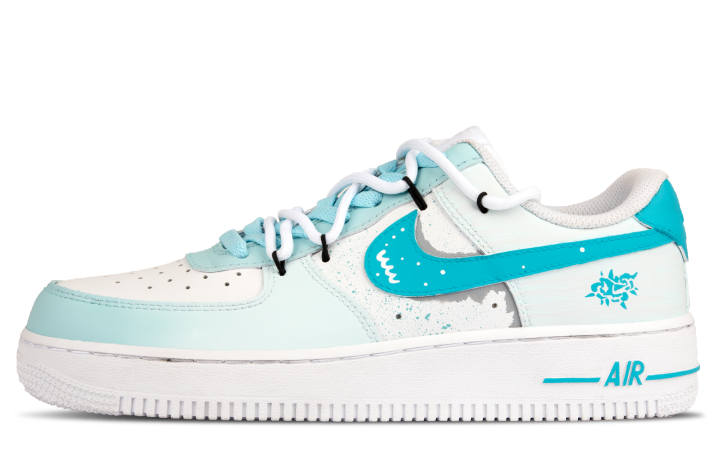 Nike Nike Air Force 1 Leather Slip Resistant Low top Kids' Skateboarding Shoes Blue Unisex