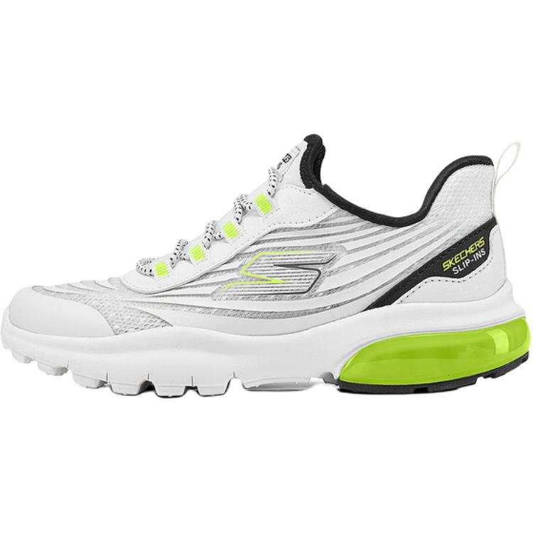 Skechers Kids Fabric Slip Resistant Cushioning Low top Casual Shoes White/Green Kids'
