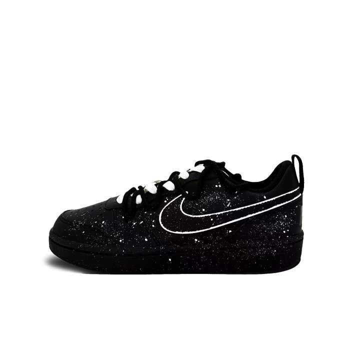 Nike Nike Court Borough Silver Plain Wrap Leather Slip Resistant Abrasion Resistant Low top Kids' Skateboarding Shoes Black