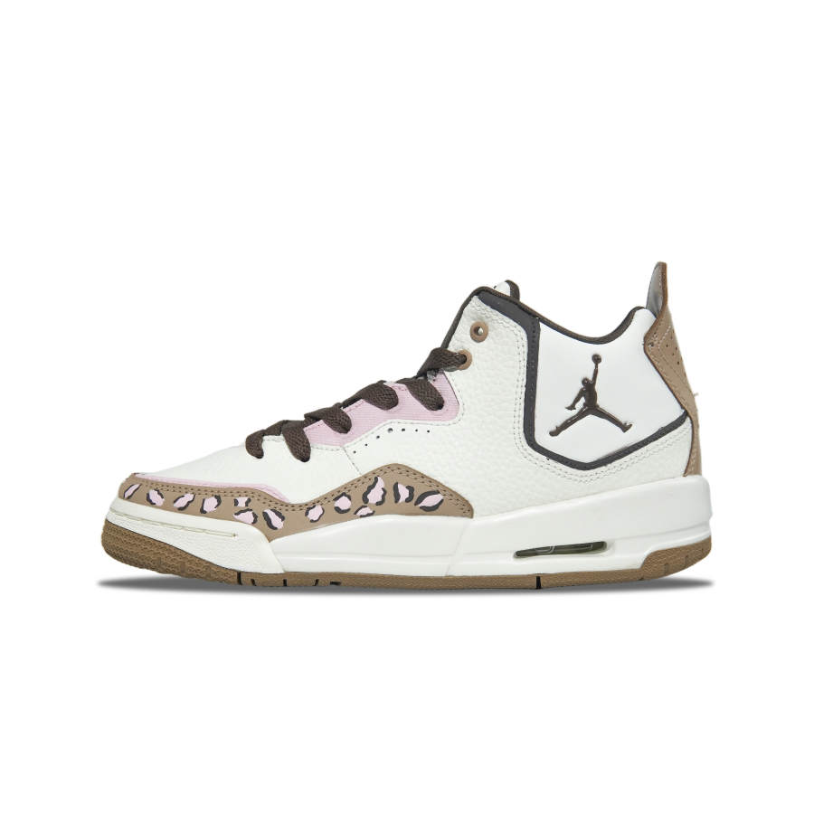 Jordan Jordan Courtside 23 Slip Resistant Abrasion Resistant Mid top Children's Basketball Shoes Pink Brown Teenagers
