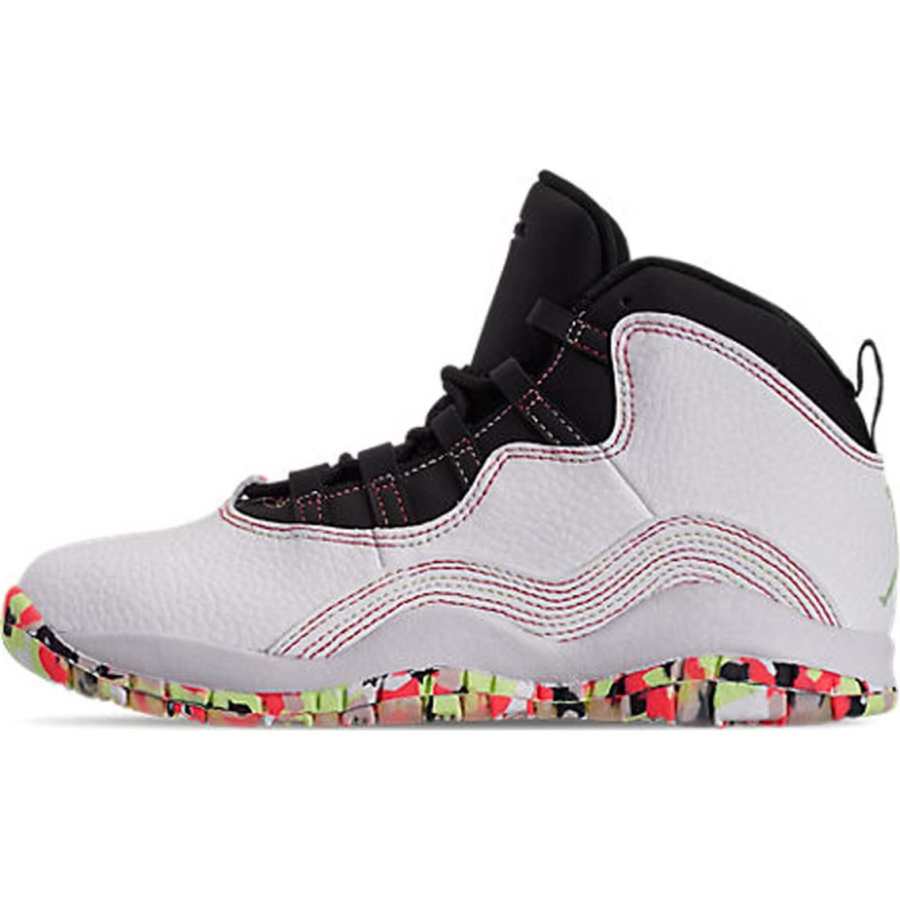 Jordan Jordan Air Jordan 10 Abrasion Resistant High top Children's Basketball Shoes White Children Aged 3 7 Years Old