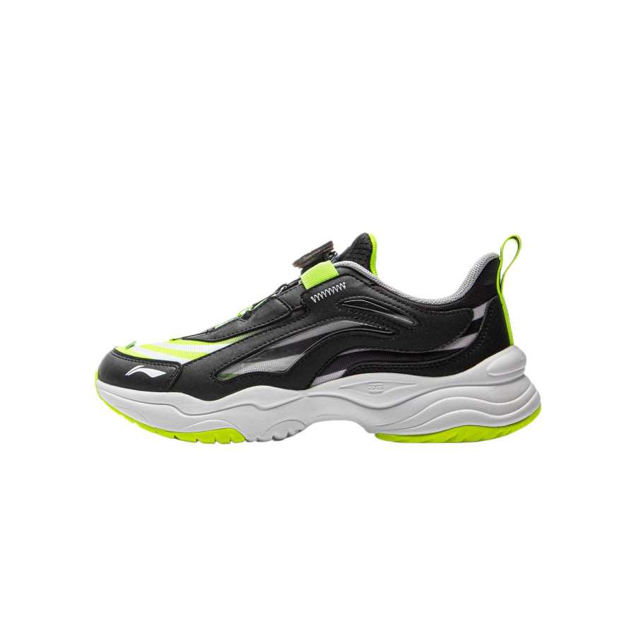Li-Ning YOUNG Li Ning YOUNG Aurora Sports Lifestyle Cushioning Low top Casual Shoes Black Neon Bright Green Kids'