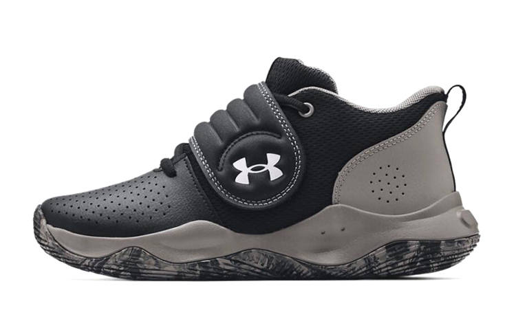 Under Armour Zone BB Slip Resistant Abrasion Resistant Low top Children's Basketball Shoes Black Gray
