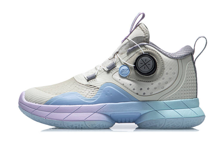 Li-Ning YOUNG Li Ning YOUNG Wade Reborn Trendy Mid top Basketball Shoes White Blue Pink Teenagers