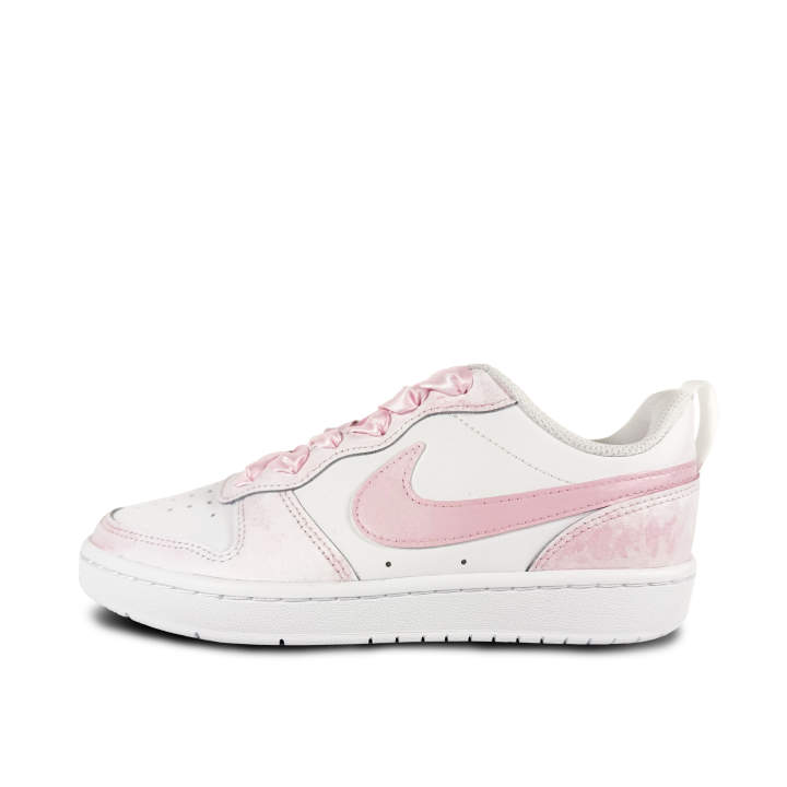 Nike Nike Court Borough Pink Mist Ribbon Leather Slip Resistant Cushioning Abrasion Resistant Low top