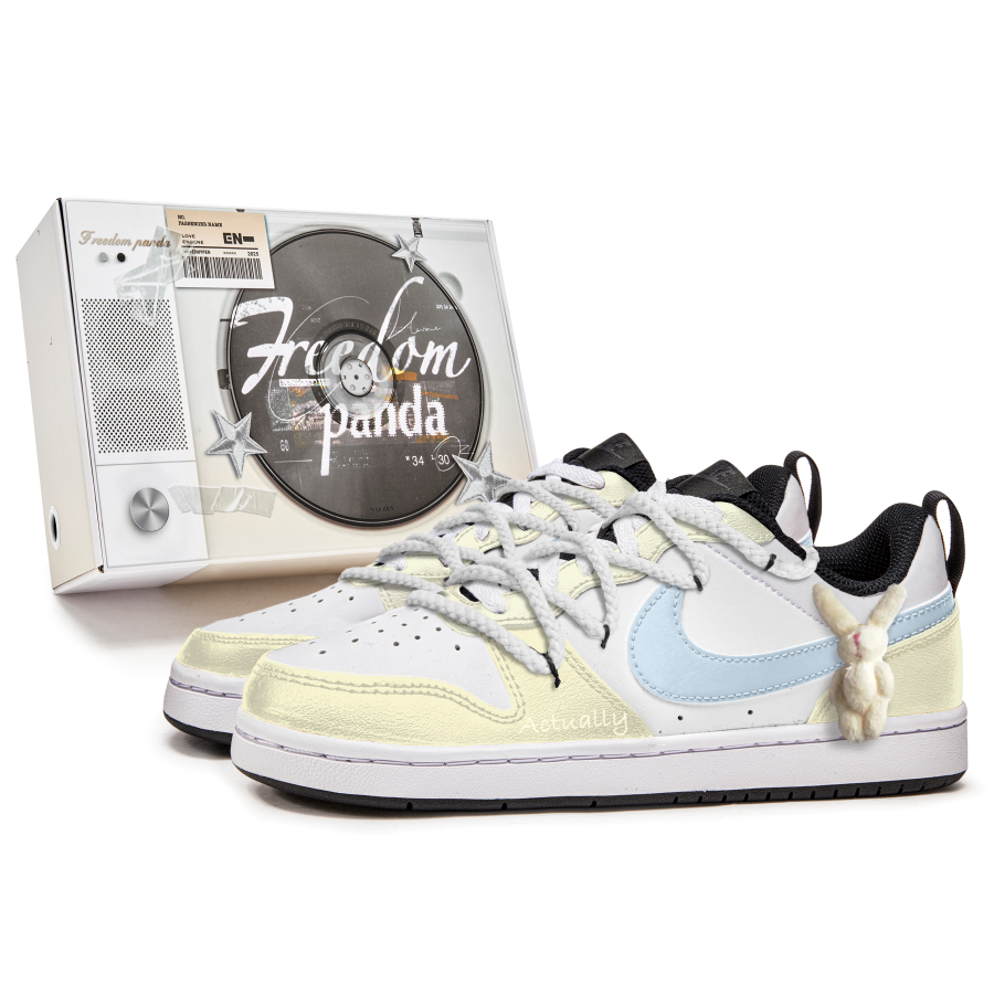 Nike Nike Court Borough Butter Bunny Slip Resistant Abrasion Resistant Low top Kids' Skateboarding Shoes Yellow White