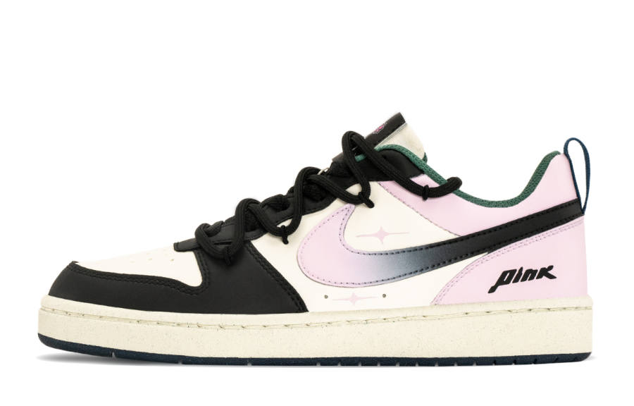 Nike Nike Court Borough Trendy Anti Slip Wear Resistant Low Top Kids' Skateboarding Shoes Black Pink Teenagers