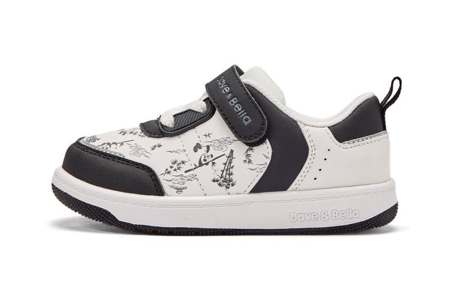 DAVE&BELLA Slip Resistant Abrasion Resistant Kids' Skateboarding Shoes Black White Children Aged 3 7 Years Old