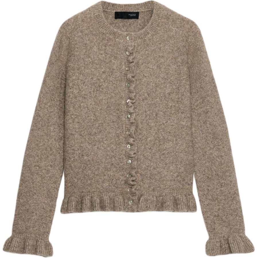 ZARA Knitwear Women's Mink Crew Neck Moderate Cardigan