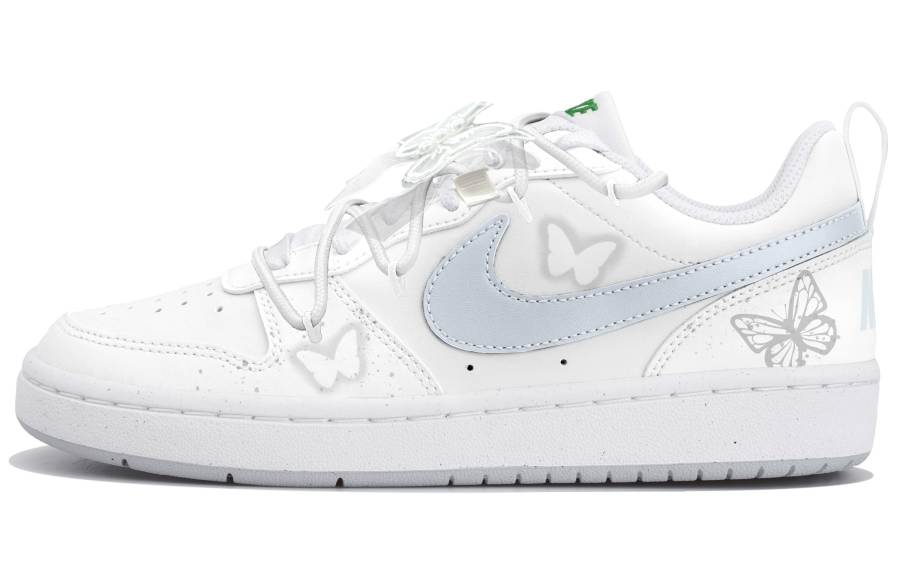 Nike Nike Court Borough Abrasion Resistant Low top Kids' Skateboarding Shoes White Gray Teenagers