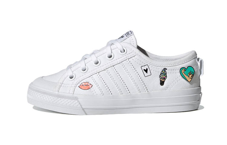 Adidas Originals Nizza C Canvas Comfortable Abrasion Resistant Low top Skateboard Shoes White