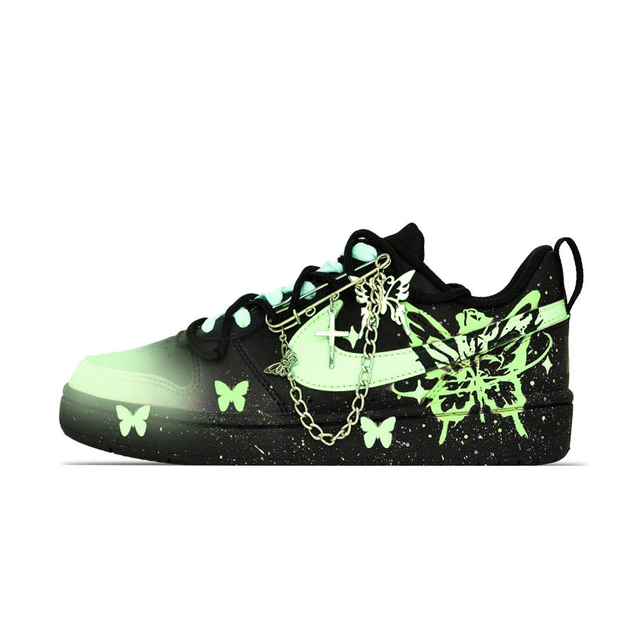 Nike Nike Court Borough Star Butterfly Leather Slip Resistant Low top Kids' Skateboarding Shoes Black Teenagers
