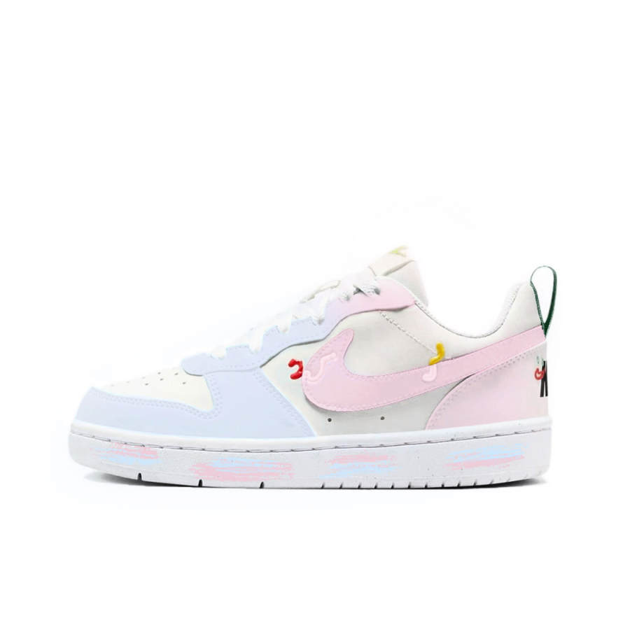 Nike Nike Court Borough Blue Cherry Blossom Pink Snow Slip Resistant Abrasion Resistant Low top Kids' Skateboarding Shoes
