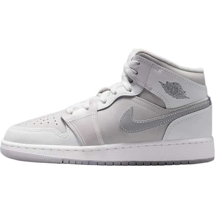 Jordan Jordan 1 Mid top Skateboard Shoes White Gray Unisex
