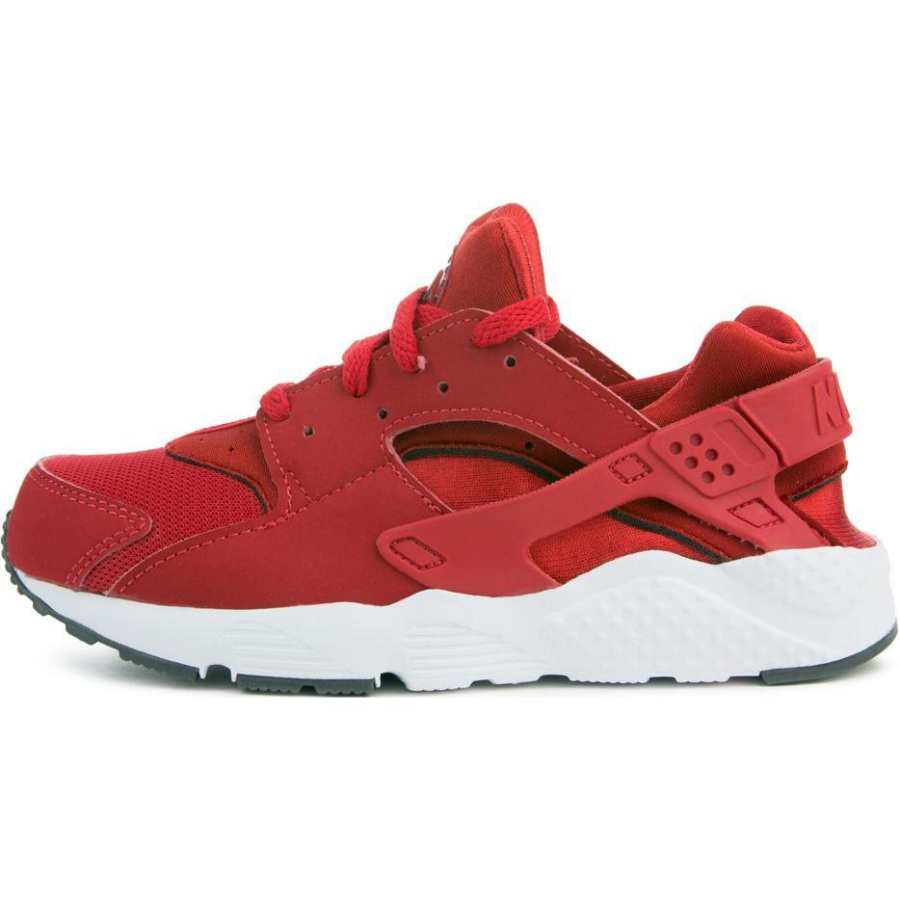Nike Nike Huarache Run Comfortable Slip Resistant Abrasion Resistant Low top Kids' Running Shoes Gym Red/Dark Gray/White