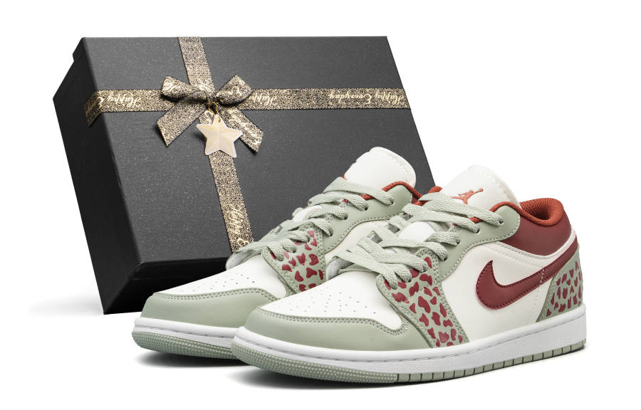 Jordan Jordan Air Jordan 1 Cyan Mist Red Vein Leather Low top Children's Basketball Shoes Red Teenagers
