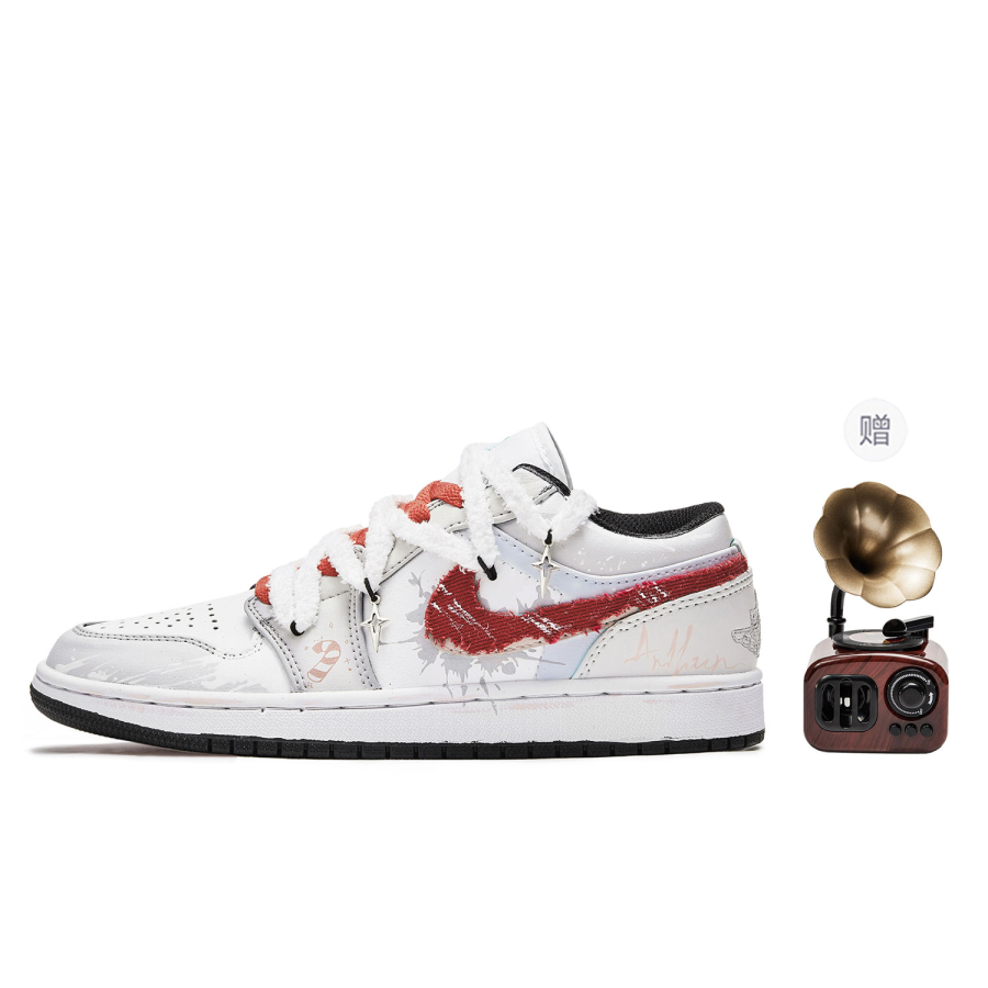 Jordan Jordan Air Jordan 1 Low Slip Resistant Slip Resistant Low top Children's Basketball Shoes Christmas Planet Teenagers