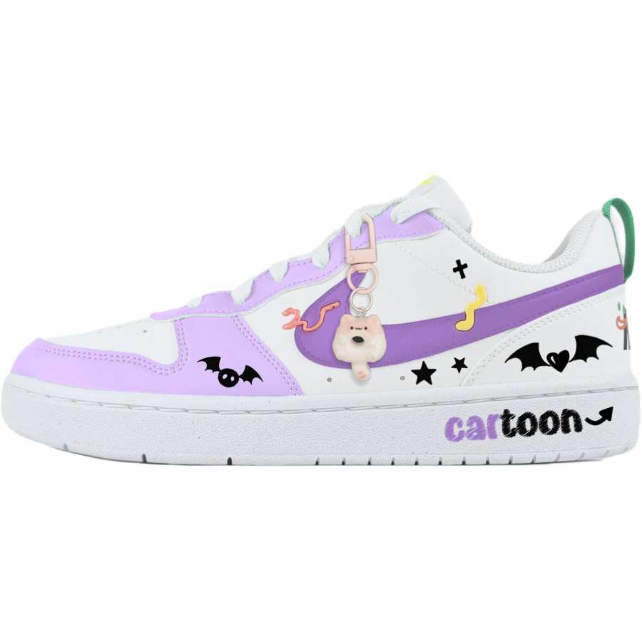 Nike Nike Court Borough Slip Resistant Abrasion Resistant Low top Kids' Skateboarding Shoes White Teenagers