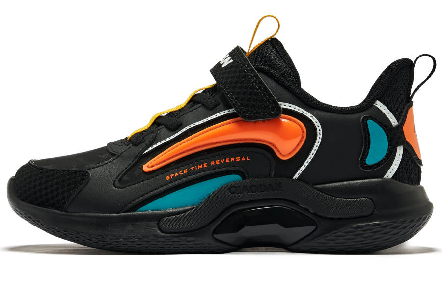 QIAODAN Slip Resistant Low top Running Shoes Black Blue Orange Teenagers