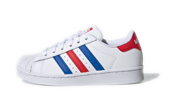 Adidas Originals SUPERSTAR Comfortable Slip Resistant Low top Kids' Skateboarding Shoes White Blue Red
