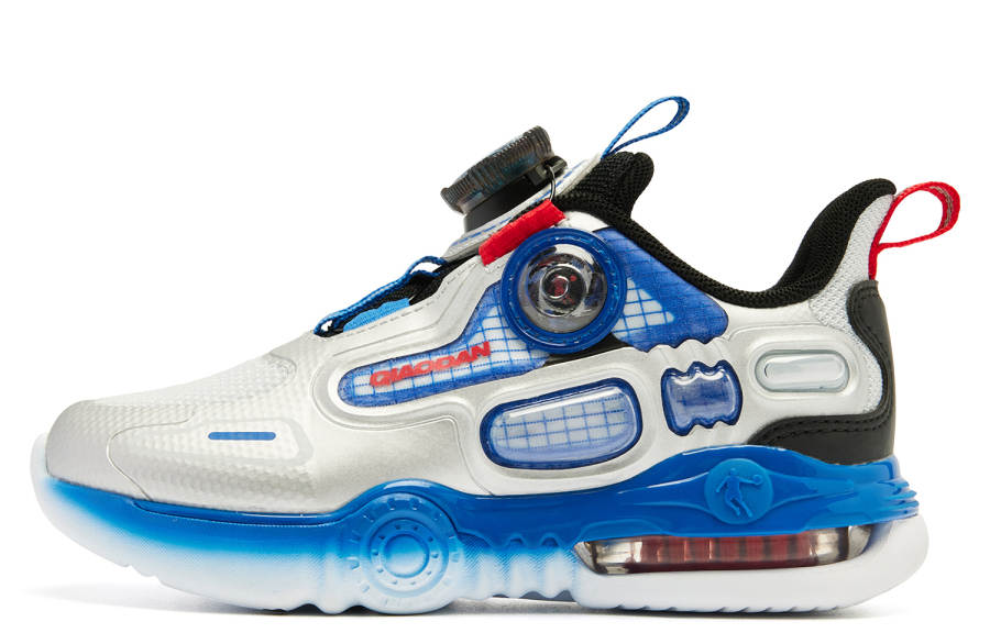 QIAODAN Slip Resistant Abrasion Resistant Low top Kids' Running Shoes Silver Blue Children Aged 3 7 Years Old