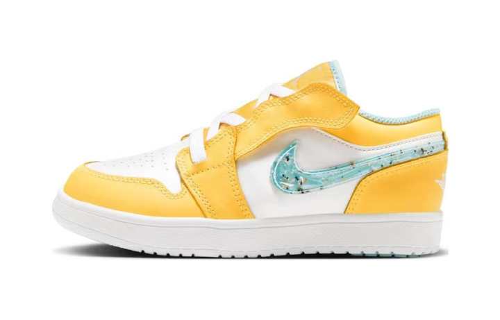 Jordan Jordan Air Jordan 1 Low Alt SE PS Canvas Breathable Low top Kids' Skateboarding Shoes Yellow White
