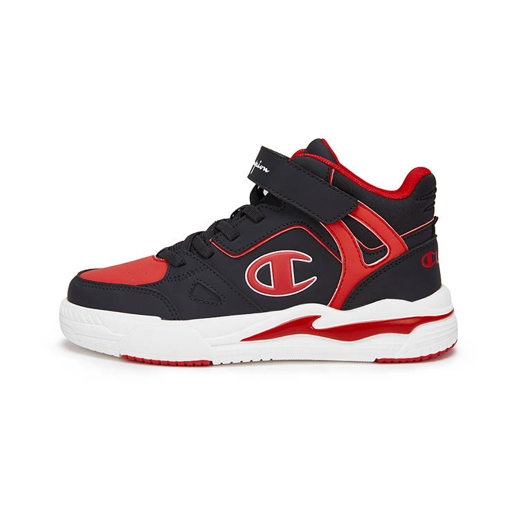 Champion Kids Synthetic Leather Slip Resistant Abrasion Resistant High top Children's Basketball Shoes Black Red Kids'