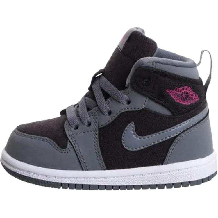 Jordan Jordan Air Jordan 1 Leather High top Toddler Shoes Gray Black Infant And Toddler