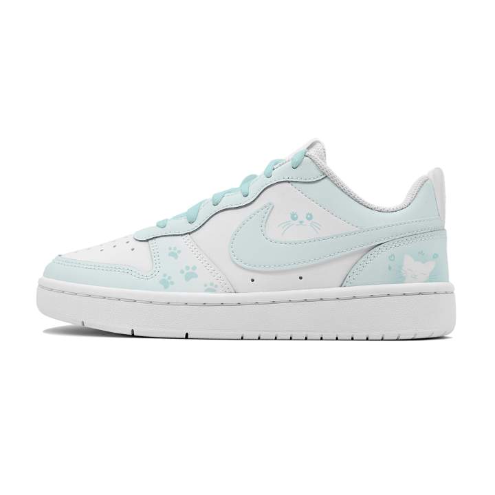 Nike Nike Leather Slip Resistant Cushioning Low top Kids' Skateboarding Shoes Light Blue Teenagers