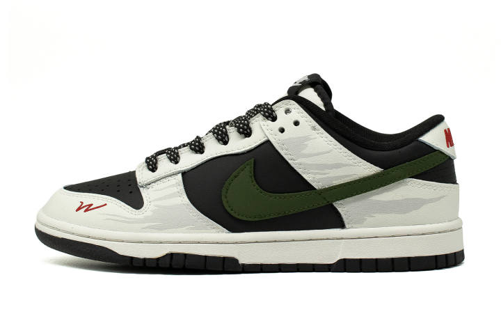 Nike Nike Dunk Leather Slip Resistant Abrasion Resistant Low top Kids' Skateboarding Shoes White Teenagers