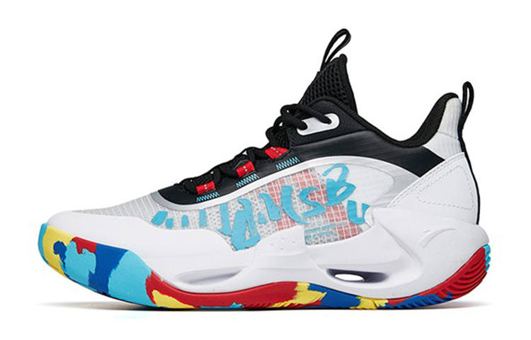 Antakids Mid top Basketball Shoes White Black Teenagers