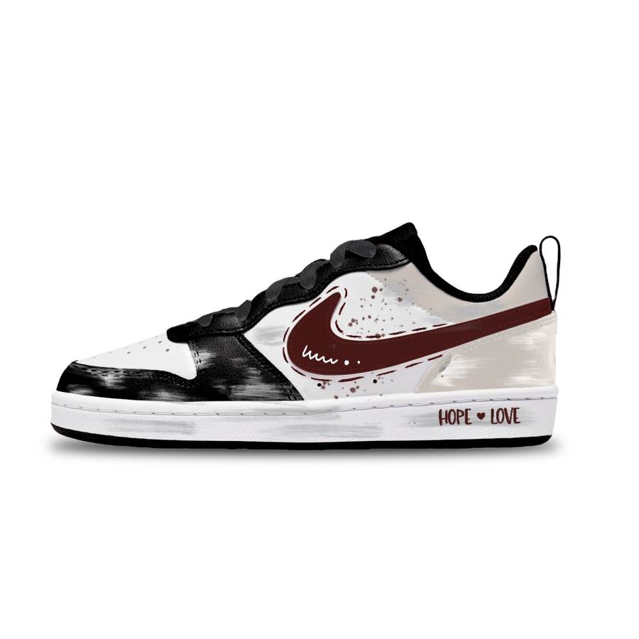 Nike Nike Court Borough Chocolates Trace Synthetic Leather Slip Resistant Abrasion Resistant Kids' Skateboarding Shoes White