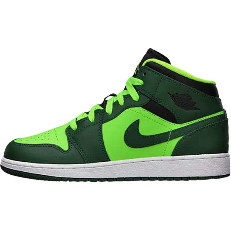 Jordan Jordan Air Jordan 1 Leather Abrasion Resistant High top Kids' Skateboarding Shoes Green Teenagers
