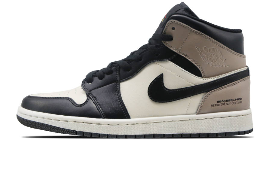 Jordan Jordan Air Jordan 1 Leather Cushioning, Wear Resistant Mid top Children's Basketball Shoes Black Brown Teenagers