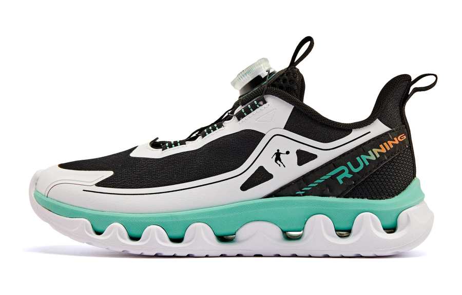 QIAODAN Slip Resistant Cushioning Abrasion Resistant Low top Kids' Running Shoes Black Green Teenagers