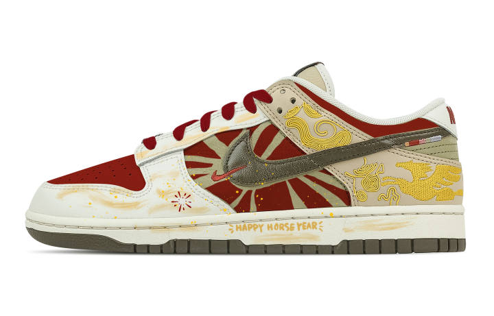 Nike Nike Dunk Wish Sparkle Leather Low top Skateboard Shoes Men's Yellow Red