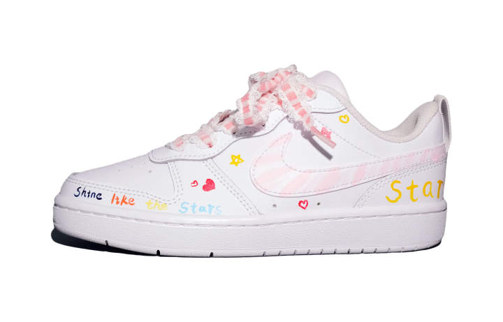 Nike Nike Court Borough Graffiti Mood Leather Low top Kids' Skateboarding Shoes White