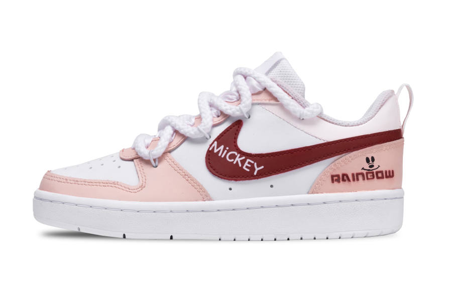 Nike Nike Court Borough 2 Twenty, Mickey Mouse Magic Shoes Leather Low top Kids' Skateboarding Shoes Pink Teenagers