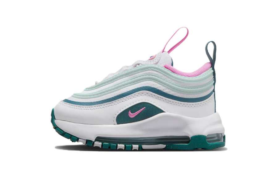 Nike Nike Air Max 97 Comfortable Abrasion Resistant Breathable Low top Toddler Shoes White Green Infant And Toddler
