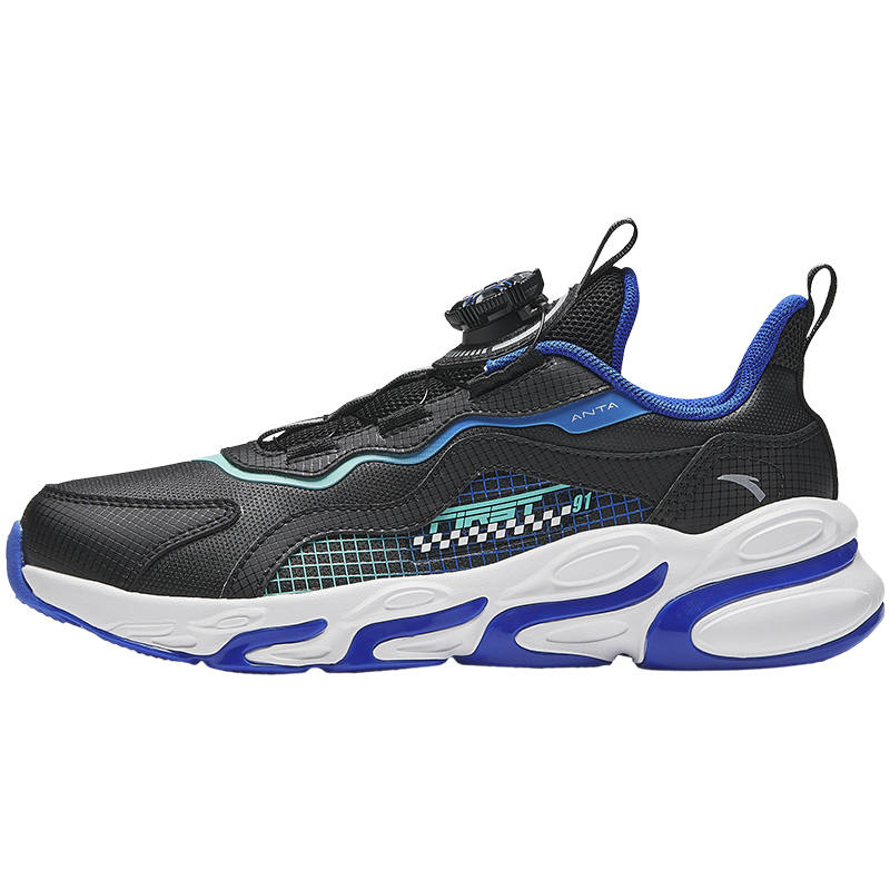 Antakids Synthetic Leather, Textile Trendy Low top Running Shoes Black Blue Green Teenagers