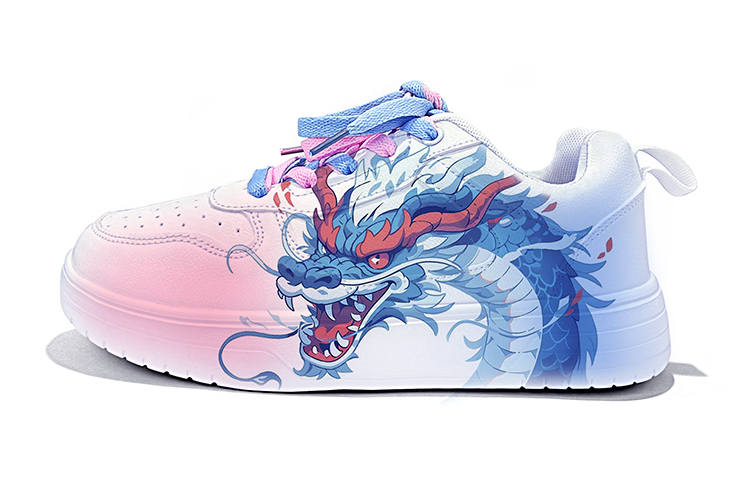 ZUOLENGCHAN Blue Jiao Long Synthetic Leather Wear resistant And Lightweight Low top Skateboard Shoes Unisex