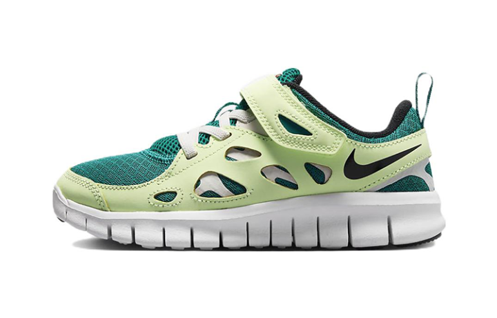 Nike Nike Free Run 2.0 Hook and loop Low top Kids' Running Shoes Green Black Children Aged 3 7 Years Old